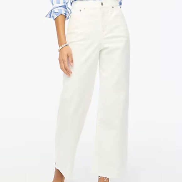 J. crew Factory Wide-leg crop jean stretch in seashell white NWT - Picture 1 of 16